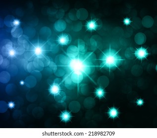 Dark blue Defocused Light, Flickering Lights, Vector abstract festive background with bokeh defocused lights. universe, galaxies, stars. 