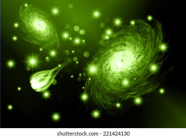 dark blue Defocused Light, Flickering Lights, Vector abstract festive background with bokeh defocused lights. Universe, galaxies, stars. 