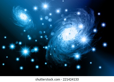 dark blue Defocused Light, Flickering Lights, Vector abstract festive background with bokeh defocused lights. Universe, galaxies, stars. 