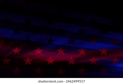 Diseño azul oscuro con rayas y estrellas, bandera abstracta de América.