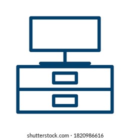 Dark Blue Desk Icon Design Isolated on White Background