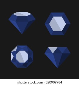 Dark Blue Diamond Vector Icons Set