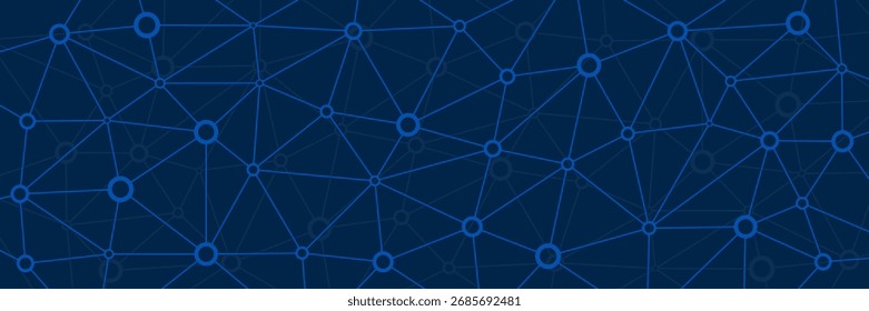 Dark Blue Digital Network Connection Background. Technology Banner. Wallpaper. Vector Illustration