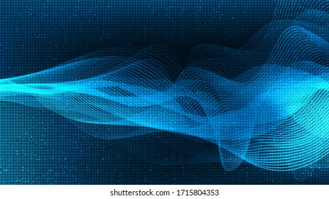 Dark Blue Digital Sound Wave and earthquake wave concept,design for music studio and science,Vector Illustration.