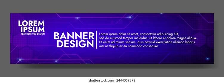 Dark Blue Digital technology banner. Futuristic banner for various design projects such as websites, presentations, print materials, social media posts 