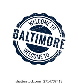Sello de goma afligido azul oscuro Bienvenido a la ciudad de Baltimore, Maryland