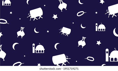 Dark Blue Doodle Digital Drawing Illustration of Ramadan Background Vector for greeting card, social media, background, walllpaper, sticker, poster, scarf design, and thumbnail