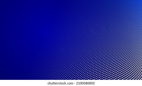 Puntos azules oscuros en el fondo abstracto del vector de perspectiva 3D, tema de información multimedia de Internet, flujo de ondas de tecnología científica o plantilla en blanco de negocios para anuncios.