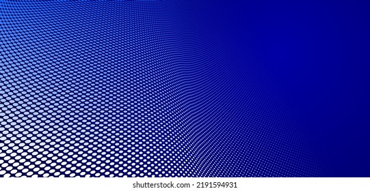 Dark blue dots in 3D perspective vector abstract background, multimedia internet information theme, wave stream of science technology or business blank template for ads.