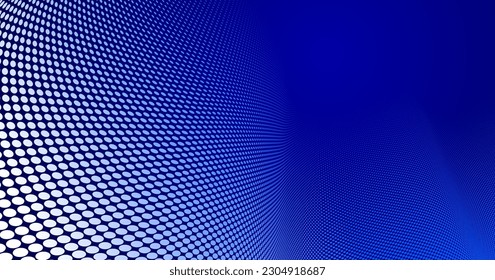 Puntos azules oscuros en el fondo abstracto del vector de perspectiva 3D, tema de información multimedia de Internet, flujo de ondas de tecnología científica o plantilla en blanco de negocios para anuncios.