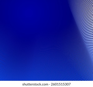 Dark blue dots in 3D perspective vector abstract background, multimedia internet information theme, wave stream of science technology or business blank template for ads.