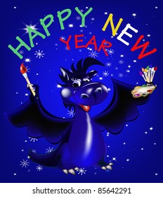 Dark blue dragon a symbol of new 2012 on east calendar