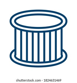 Dark Blue Drum Icon Design Isolated on White Background