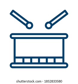 Dark Blue Drum Icon Design Isolated on White Background