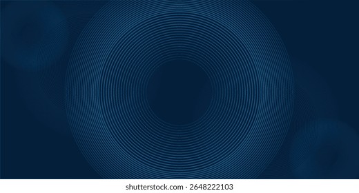 Dark blue dynamic abstract vector background with diagonal lines. 3d business presentation banner cover for sales event evening party. Fast moving circles and soft wave lines and decoration lines.