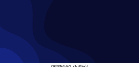 dark blue dynamic background gradation. wave shape for design element banner, poster, header, web design, cover	