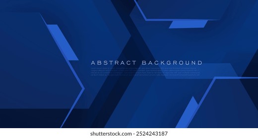 Dark blue dynamic gradient abstract 3D background with shadow and overlap shapes. Hexagonal pattern sporty design. Cool background. Eps10 vector