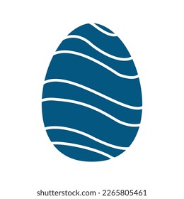Dark blue easter egg with diagonal wave. Vector illustration