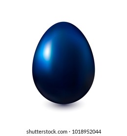 Dark blue Easter Egg on a white background with a light shadow