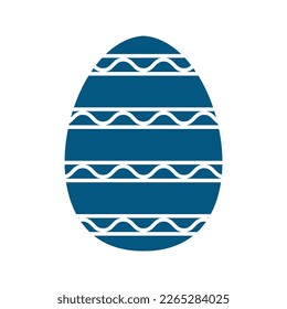 Dark blue Easter egg with waves and stripes. Vector illustration