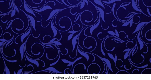 dark blue Elegant Floral Swirls and Leaves Texture ornament backgrounds for Elegant luxury wallpapers, backgrounds and pages fills, Fashionable modern textiles material, creative design tiles decorate