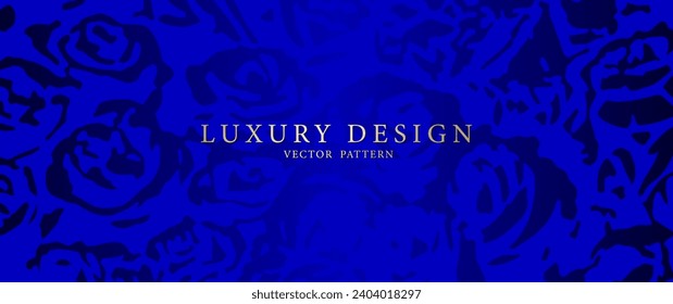 Dark blue elegant vector abstract background with blue roses. Christmas luxury background cover design, invitation, poster, flyer, wedding card, luxe invite, business banner, prestigious voucher.