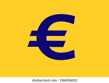 Dark blue Euro logo on yellow background