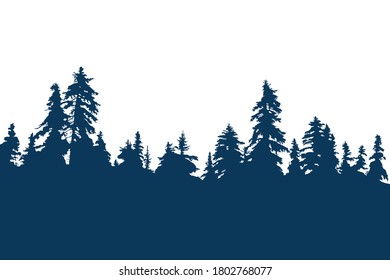 Dark blue evergreen forest silhouette