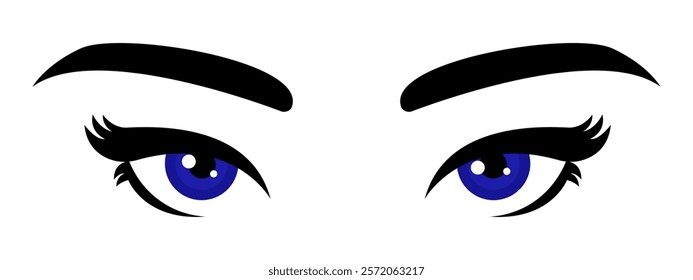 dark blue eye vector, female eye, isolated on white