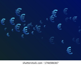 Fondo financiero azul oscuro con señales de euro. Ilustración vectorial abstracta geométrica moderna con símbolos bancarios. Diseño inteligente del euro para tu anuncio comercial de riqueza económica.
