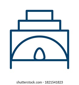 Dark Blue Fire Place Icon Design Isolated on White Background