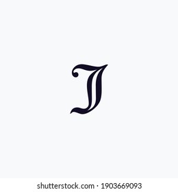 logotipo J de letra plana azul oscuro