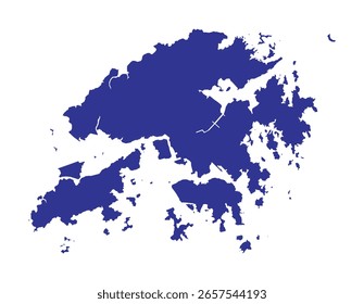 Mapa de vetor plano azul escuro de Hong Kong