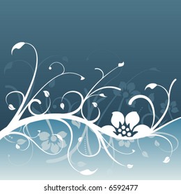 Dark blue floral design with light blue accent