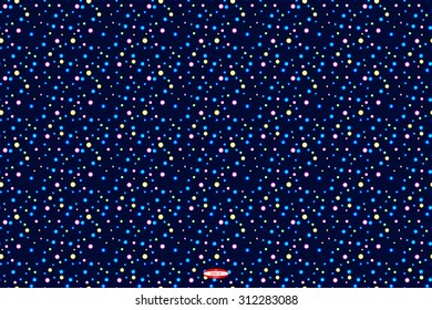 dark blue floral pattern with colorful sphere. vector illustration