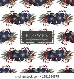 Dark blue flower background seamless pattern