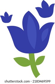 Dunkelblaue Blume, Vektorgrafik auf weißem Hintergrund.
