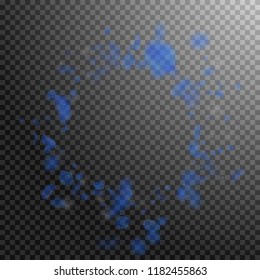 Dark blue flower petals falling down. Lively romantic flowers vignette. Flying petal on transparent square background. Love, romance concept. Curious wedding invitation.
