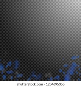 Dark blue flower petals falling down. Rare romantic flowers gradient. Flying petal on transparent square background. Love, romance concept. Classic wedding invitation.