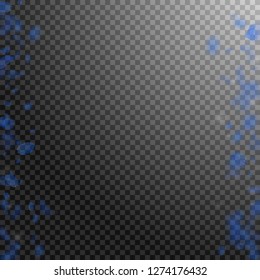 Dark blue flower petals falling down. Optimal romantic flowers borders. Flying petal on transparent square background. Love, romance concept. Actual wedding invitation.