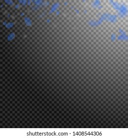 Dark blue flower petals falling down. Appealing romantic flowers gradient. Flying petal on transparent square background. Love, romance concept. Charming wedding invitation.
