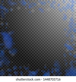 Dark blue flower petals falling down. Breathtaking romantic flowers frame. Flying petal on transparent square background. Love, romance concept. Bizarre wedding invitation.
