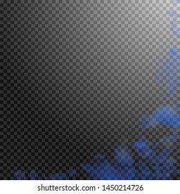 Dark blue flower petals falling down. Sightly romantic flowers corner. Flying petal on transparent square background. Love, romance concept. Admirable wedding invitation.