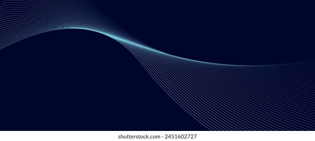 Dark blue flowing wave lines pattern. Dynamic blue background.