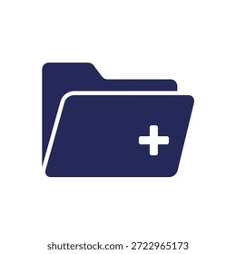 Dark blue folder icon with a white plus symbol for adding files.