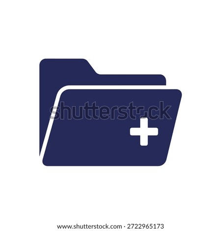 Dark blue folder icon with a white plus symbol for adding files.