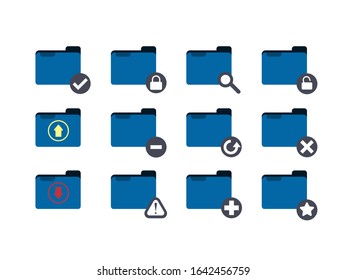 Dark blue folder Icons on white background,vector illustration