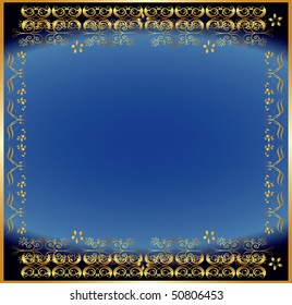 dark blue frame with gold ornaments.Vector