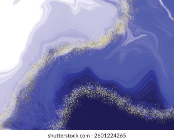 dark blue frame with sparkling glitter art. Square vector wedding card. Gold confetti and purple background. purple and white stone marble pattern with sparkles. Abstract vector background