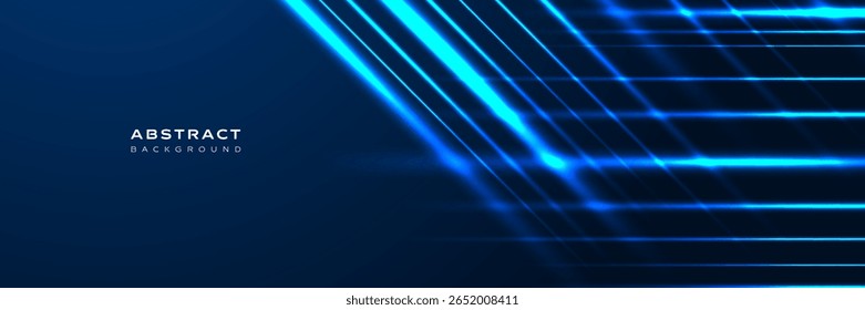 Dark blue futuristic abstract background. Modern technology with glowing effect lines for banner, website, cover and presentation. Vector illustration